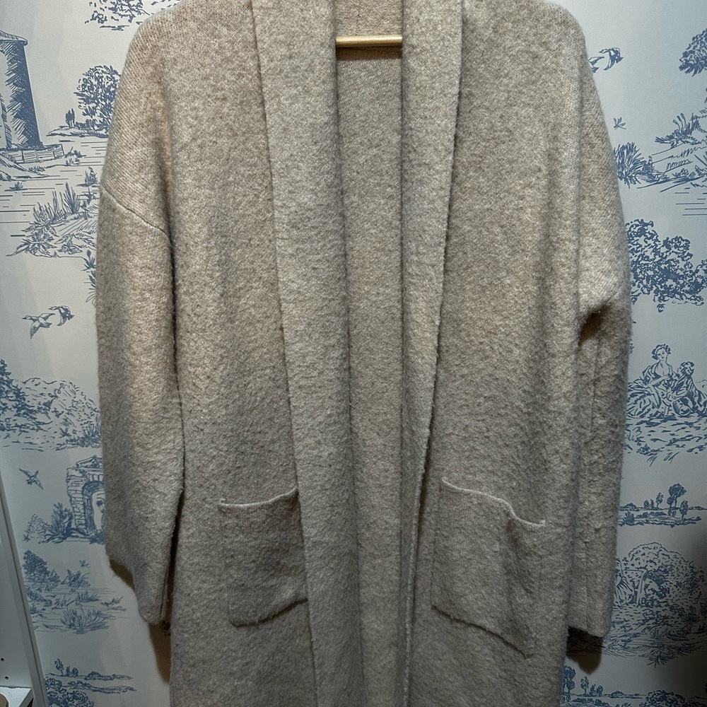 Cozy Beige Open Front Cardigan